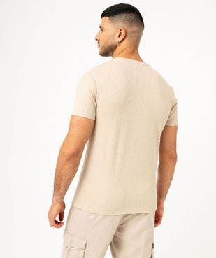 Tee-shirt à manches courtes en maille texturée homme vue3 - GEMO (HOMME) - GEMO