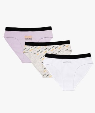 Slip fille en coton avec taille élastiquée contrastante vue1 - GEMO (JUNIOR) - GEMO