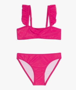 Maillot de bain 2 pièces pailleté à bretelles volantées fille vue1 - GEMO 4G FILLE - GEMO