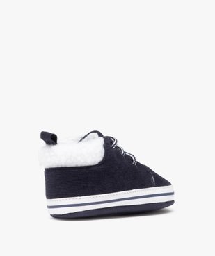 Chaussons de naissance bébé garçon en velours uni vue4 - GEMO 4G BEBE - GEMO