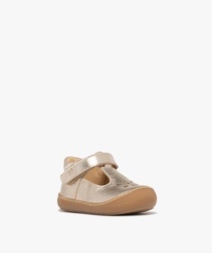 Chaussures premiers pas bébé fille en cuir vernis uni et à scratch - NA! vue3 - NA! - GEMO