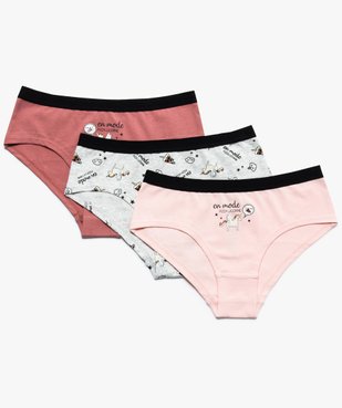 Shorties fille coton stretch motif licorne et pizza (lot de 3) vue1 - GEMO (JUNIOR) - GEMO