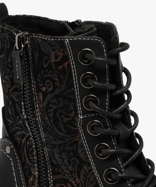 Bottines femme fourrées avec détails brodés à zip et à lacets vue7 - GEMO (CASUAL) - GEMO