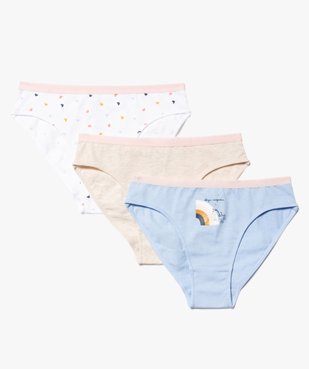 Culottes fille à motifs girly en coton biologique  (lot de 3) vue1 - GEMO 4G FILLE - GEMO