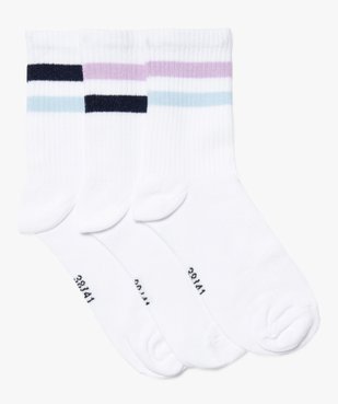 Chaussettes de sport à rayures tige haute femme (lot de 3) vue1 - GEMO(HOMWR FEM) - GEMO