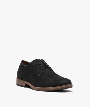 Derbies homme unis à lacets et à motif en relief vue2 - GEMO(URBAIN) - GEMO