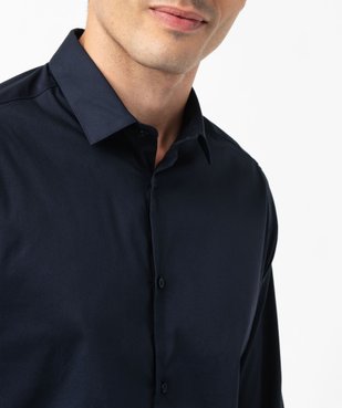 Chemise unie coupe slim en coton stretch homme vue3 - GEMO 4G HOMME - GEMO