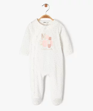 Pyjama en velours avec touches pailletées bébé fille vue1 - GEMO 4G BEBE - GEMO