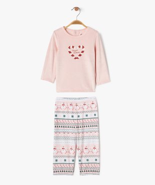 Pyjama de Noël en velours 2 pièces bébé fille vue1 - GEMO(BB COUCHE) - GEMO