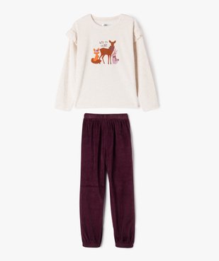 Pyjama en velours à motifs animaux fille vue1 - GEMO (ENFANT) - GEMO