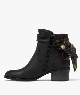 Boots femme fourrées à talon carré avec foulard noué style vintage vue4 - GEMO(URBAIN) - GEMO