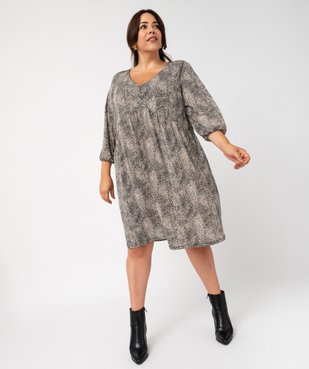 Robe manches 3/4 en maille fluide imprimée femme grande taille vue1 - GEMO (G TAILLE) - GEMO