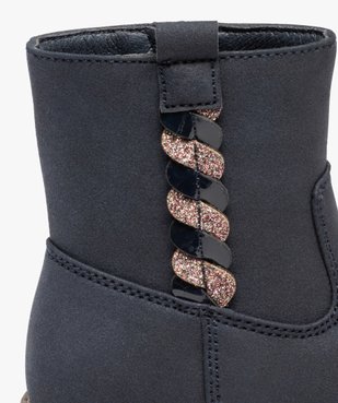 Boots fille unies avec torsade fantaisie sur le côté  vue6 - GEMO (ENFANT) - GEMO