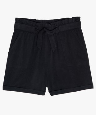 Short fille ample avec ceinture froncée et revers cousus vue1 - GEMO (JUNIOR) - GEMO