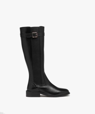 Bottes femme à talon plat en cuir uni et à zip - Taneo vue1 - TANEO - GEMO