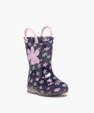 Bottes de pluie bébé fille à anses et semelle lumineuse motif fleuri vue2 - LOVELY WINGS - GEMO