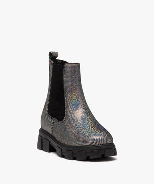 Boots fille style Chelsea à semelle crantée avec strass vue2 - GEMO (ENFANT) - GEMO