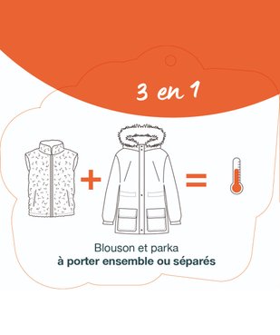 Parka 3 en 1 avec doublure en maille peluche fille vue2 - GEMO 4G FILLE - GEMO