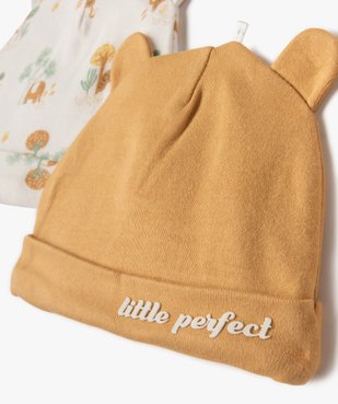 Bonnet de naissance avec revers et oreilles (lot de 2) vue3 - GEMO 4G BEBE - GEMO