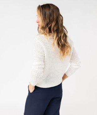 Pull col V en maille ajourée femme vue3 - GEMO 4G FEMME - GEMO