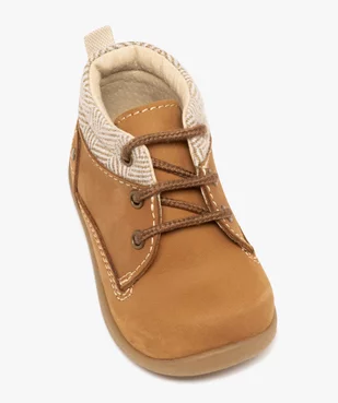 Chaussures premiers pas bébé garçon dessus en cuir suédé avec col moussé contrastant vue5 - BUGGY - GEMO