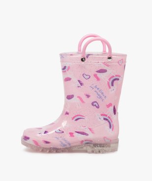 Bottes de pluie fille à anses et semelle lumineuse motif licorne vue3 - LOVELY WINGS - GEMO