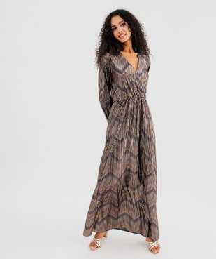 Robe longue en maille plissée métallisée femme vue1 - GEMO(FEMME PAP) - GEMO