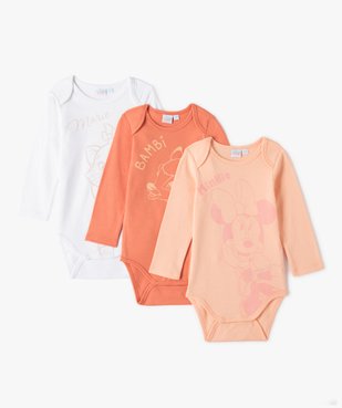 Body bébé fille à manches longues et col américain (lot de 3) - Disney vue1 - DISNEY BABY - GEMO