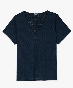 Tee-shirt grande taille manches courtes en maille ajourée femme vue4 - GEMO (G TAILLE) - GEMO