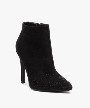 Boots femme à talon en suédine avec strass vue2 - GEMO(URBAIN) - GEMO