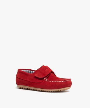 Mocassins garçon dessus cuir retourné fermeture scratch vue2 - GEMO (ENFANT) - GEMO