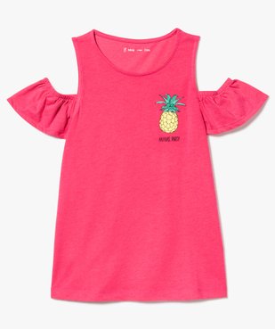 Tee-shirt ample imprimé avec épaules dénudées vue1 - GEMO (JUNIOR) - GEMO