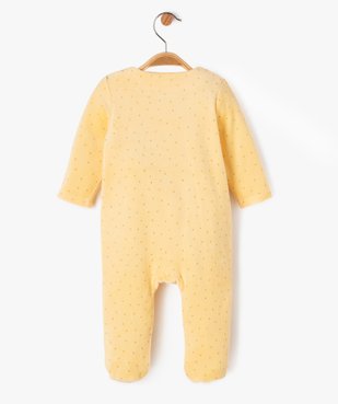 Pyjama en velours à motifs pois et inscription pailletée bébé fille vue3 - GEMO 4G BEBE - GEMO