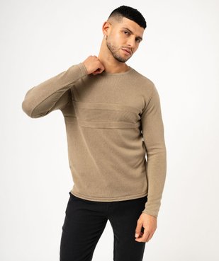 Pull en maille fine avec bandes sur la poitrine homme vue1 - GEMO (HOMME) - GEMO