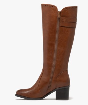 Bottes femme à talon carré avec zip et détails fleuris vue4 - GEMO(URBAIN) - GEMO