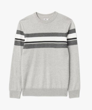 Pull en maille fine à bandes texturées homme vue4 - GEMO (HOMME) - GEMO