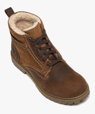 Boots homme mid-cut unies fourrées Sherpa vue5 - GEMO (CASUAL) - GEMO