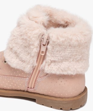 Boots fille unies à col retourné en peluche avec motif étoilé vue6 - GEMO (ENFANT) - GEMO