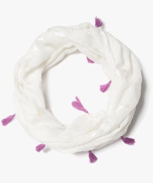 Foulard snood à motifs irisés et pompons fille  vue1 - GEMO (ENFANT) - GEMO