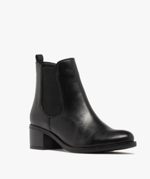 Bottines femme à talon dessus en cuir et bout amande style Chelsea - Tanéo vue2 - TANEO - GEMO