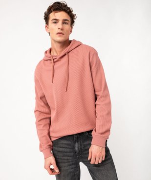 Sweat à capuche en maille nid d’abeille homme vue1 - GEMO (HOMME) - GEMO