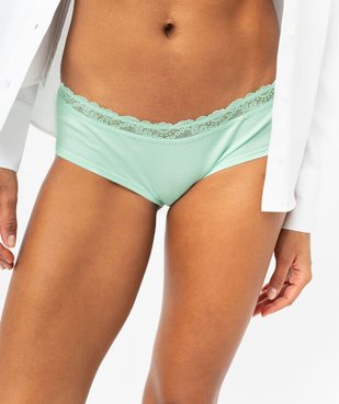 Shorty en coton stretch avec ceinture dentelle femme (lot de 2) vue1 - GEMO 4G FEMME - GEMO