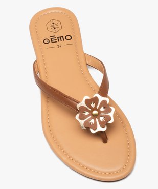 Tongs femme à petit talon plat et fleur sur l’entre-doigts vue5 - GEMO (CASUAL) - GEMO