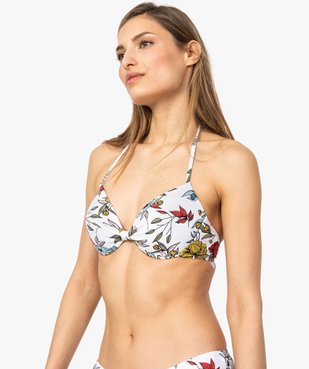 Haut de maillot de bain femme fleuri balconnet à armatures vue1 - GEMO (PLAGE) - GEMO