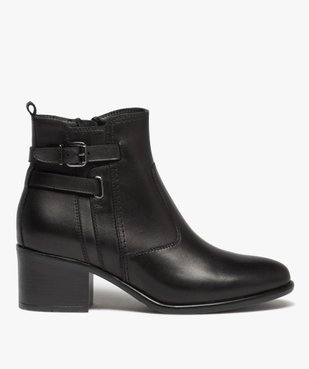 Boots à talon dessus cuir et brides femme - Tanéo vue1 - TANEO - GEMO