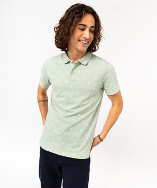 Polo manches courtes en jersey de coton à petits motifs homme vue1 - GEMO (HOMME) - GEMO