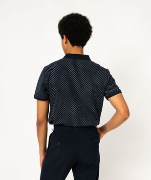 Polo manches courtes en maille piquée à petits motifs homme vue3 - GEMO 4G HOMME - GEMO