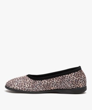 Chaussons femme ballerines en velours léopard vue3 - GEMO(HOMWR FEM) - GEMO