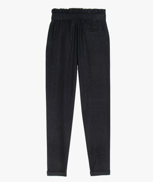 Pantalon fille en lin mélangé à taille haute froncée vue2 - GEMO (JUNIOR) - GEMO