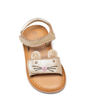 Sandales bébé fille unies en cuir métallisé avec bride scratch fantaisie - MOD8 vue5 - MOD8 - GEMO